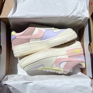 Women Nike Air Force 1 Low Shadow in Pastel Pink Purple Green CI0919-700